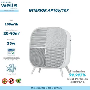 WELLS Air Purifier Interior Series AP106AGA With HEPA14 Filter [20m2]