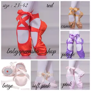 kode A sepatu ballet satin tali ikat/sepatu ballet tali ikat sateen