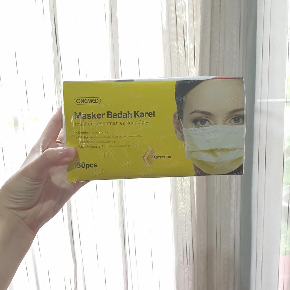Masker karet onemed kuning/ masker medis onemed kuning
