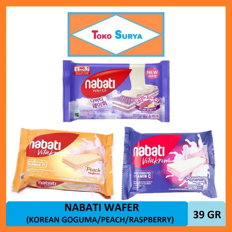 Nabati Wafer Korean Goguma/Peach Yoghurt/Raspberry Yoghurt 40gr (Pcs) 0