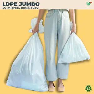 PACKBAG ID Plastik LDPE Recycle Putih Susu 50 Micron, Plastik Sampah Jumbo Putih Biru Tebal Kuat - 500gr