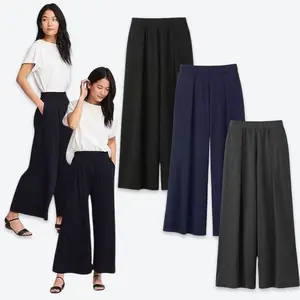 Free gift WIDE LEG CULLOTE UNQL0 Panjang Kulot Lebar Bahan Cotton Jersey Stretch Comfy Pinggang Full Karet Nyaman Adem untuk Fashion Hangout  Celana Wanita Muslim