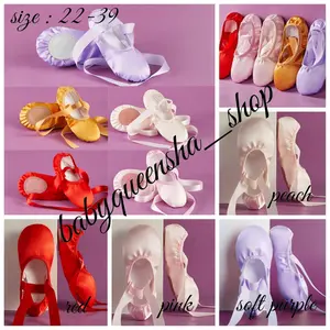 kode B sepatu ballet satin tali ikat anak dan dewasa/sepatu ballet sat