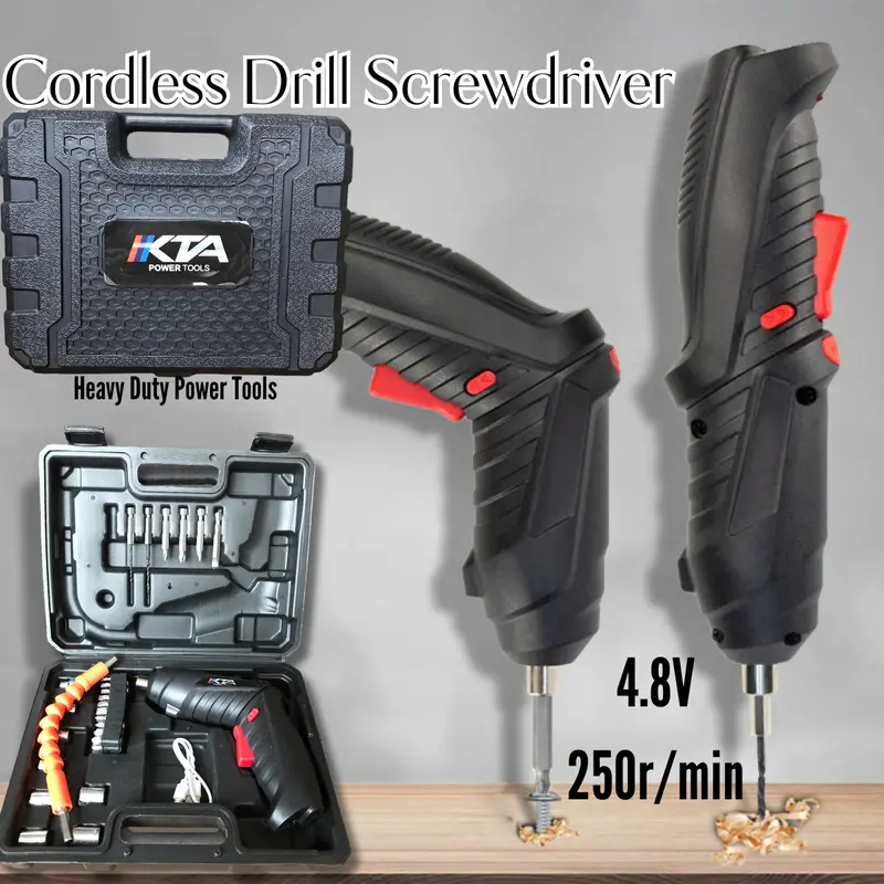 Tool Kit Tuoye Cordless Screwdriver 45pcs Set Bor Tangan Portable