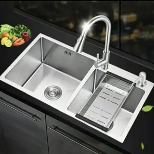 Kitchen sink stainless 8245 paket kran tarik panas dingin lengkap
