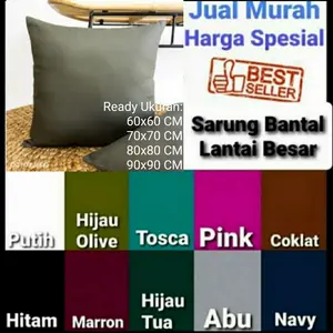 Sarung Bantal Sofa Jumbo Polos 60x60, 70x70, 80x80, 90x90 Katun Micro