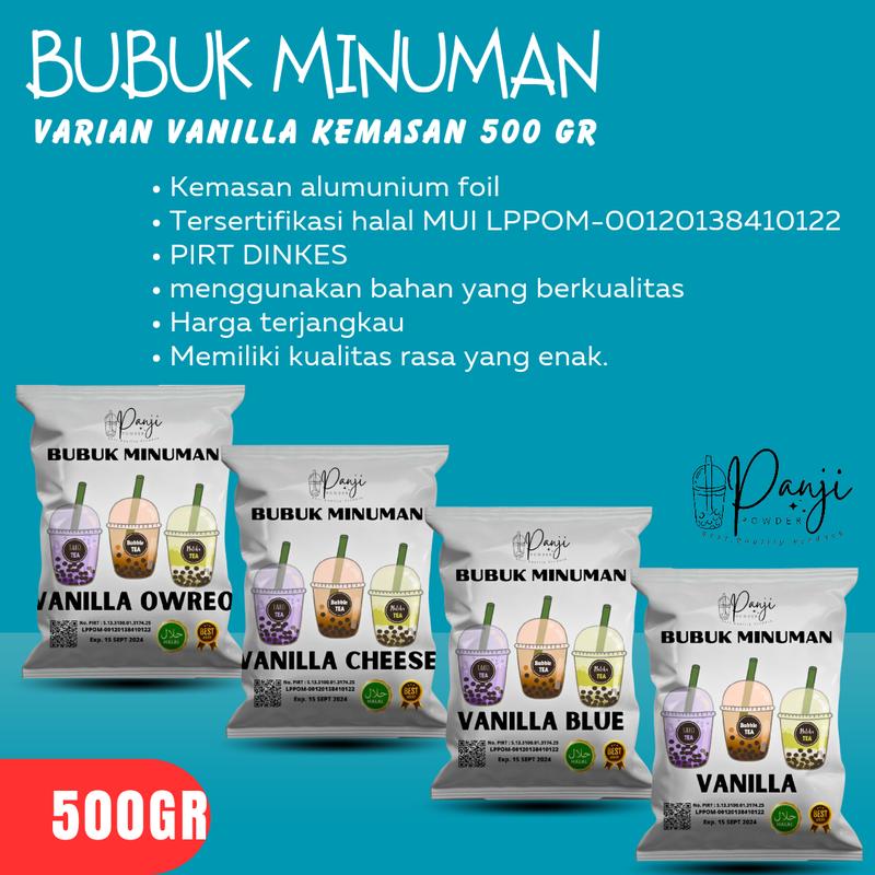 bubuk minuman aneka rasa vanilla 500gr serbuk minuman aneka rasa 500gr 0