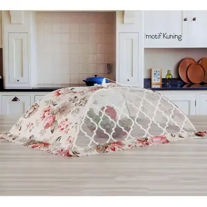 RW126 Tudung Saji Lipat Renda Payet Cantik Mewah Bentuk Kotak 48*73cm