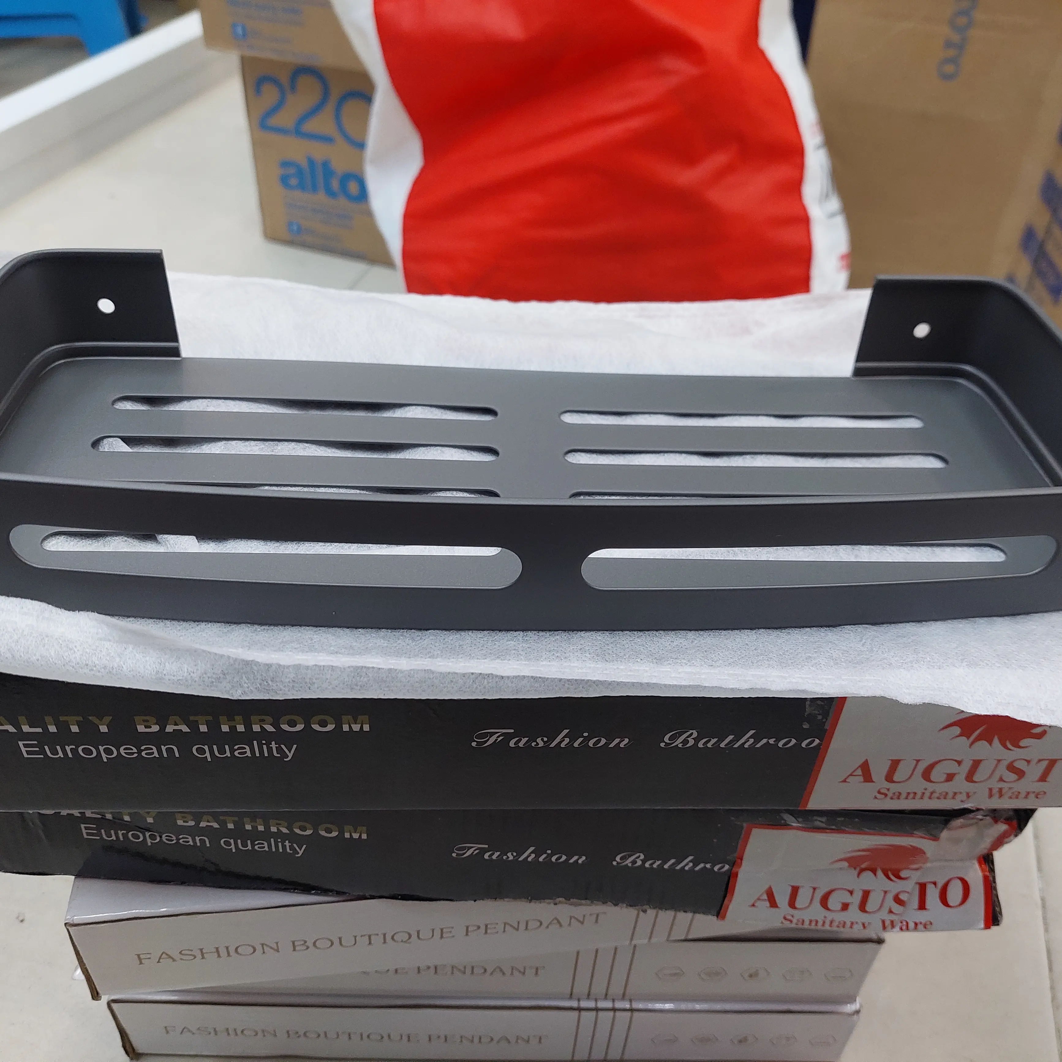 Rak Sabun Kamar Mandi Aluminium Grey / Rak Persegi Kamar Mandi Abu Abu