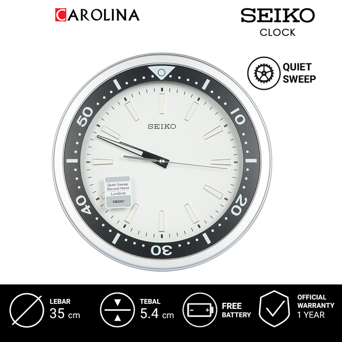 Gambar Jam Dinding SEIKO Analog QXA723S Quiet Sweep Metallic Silver Color Case White Dial Wall Clock dari Carolina Watch Official Shop Kota Administrasi Jakarta Barat Tokopedia