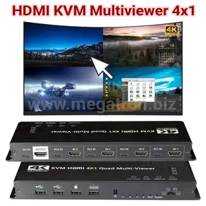 HDMI KVM 4x1 Switch with Multiviewer - Support Multiple Mode