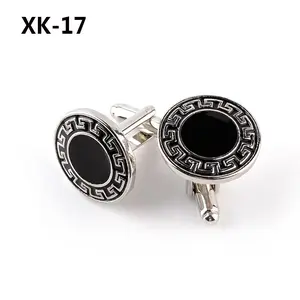 Cufflinks manset kancing kemeja jas french cuff round black diamond