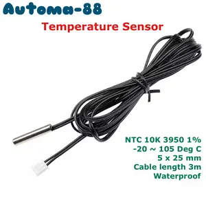 Kabel Sensor Suhu 3M 3 Meter NTC 10k Thermistor Temperature Probe