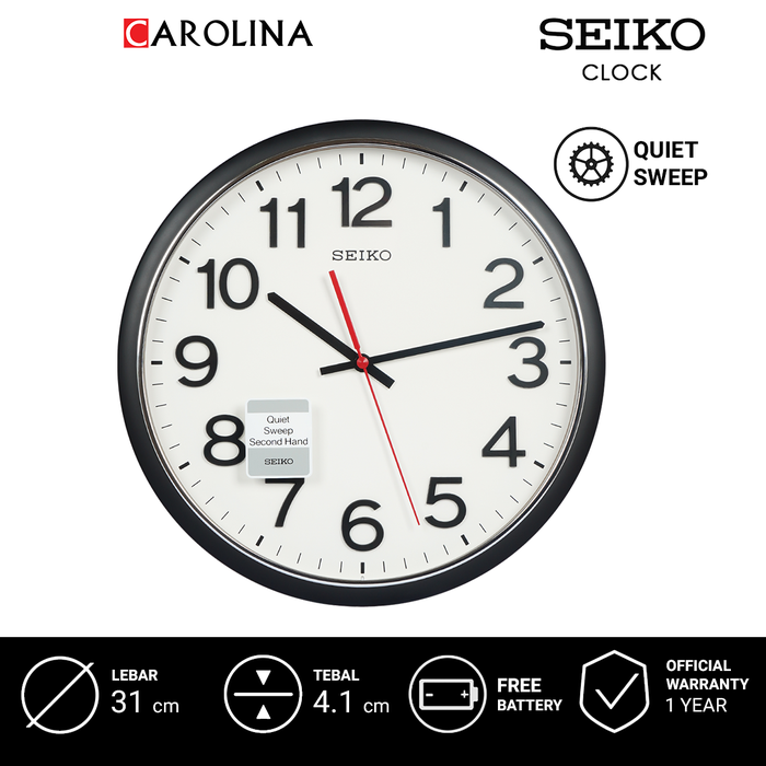 Gambar Jam Dinding SEIKO Analog QXA750K Quiet Sweep Matt Black Plastic Case White Dial Decorator Wall Clock dari Carolina Watch Official Shop Kota Administrasi Jakarta Barat Tokopedia