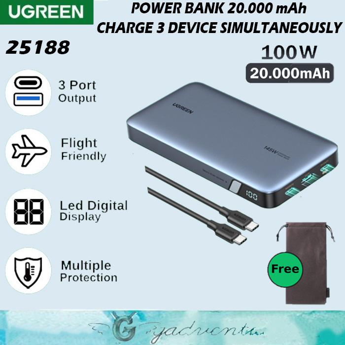 Gambar UGREEN PowerBank Laptop iPhone 15 Macbook 20.000Mah Fast Charging 100W dari GADVENTIA Kota Administrasi Jakarta Barat Tokopedia