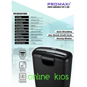 PROMAXI S100 Mesin Penghancur Kertas - Paper Shredder Promaxi S-100
