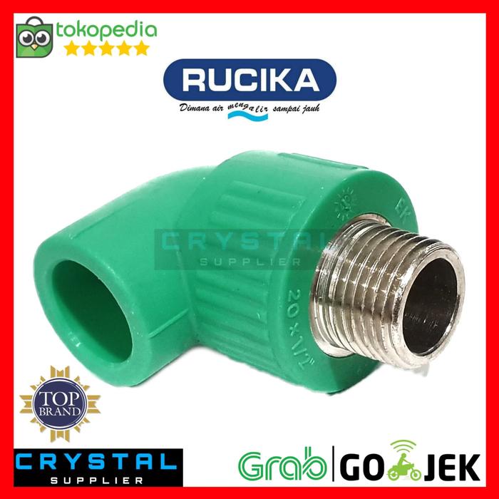 Gambar KNIE DRAT LUAR PPR RUCIKA 3/4" inch GREEN Knee KDL ELBOW Male 25 dari Crystal Supplier Kota Semarang Tokopedia