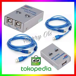 PAKET MURAH..AUTO SWITCH PRINTER 2 PORT+KABEL PRINTER USB 2.0 3M