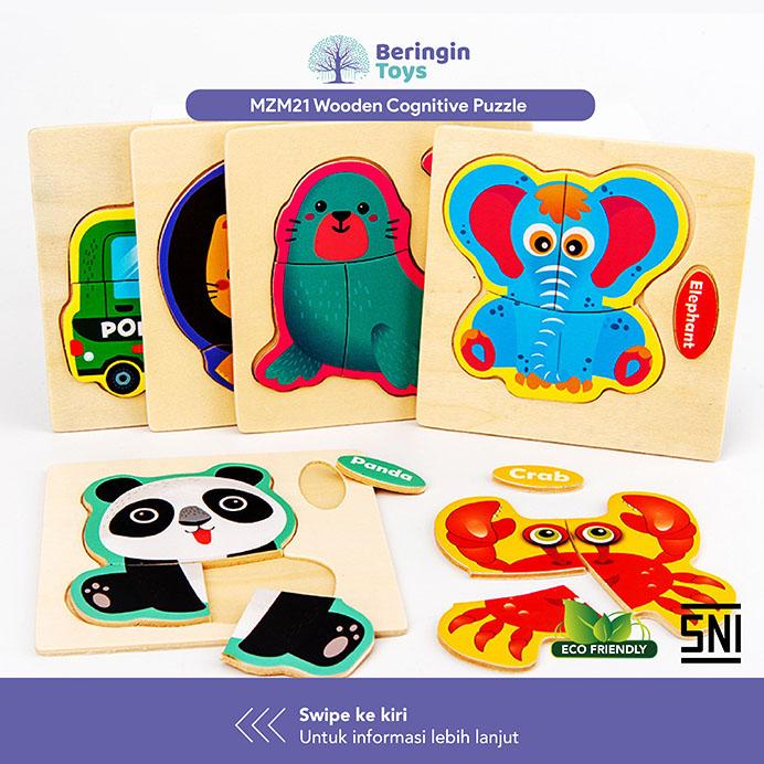 Gambar Mainan Edukasi Wooden Cognitive Puzzle / Mainan Montessori - Animals dari babiesfirst.id Kota Tangerang Tokopedia