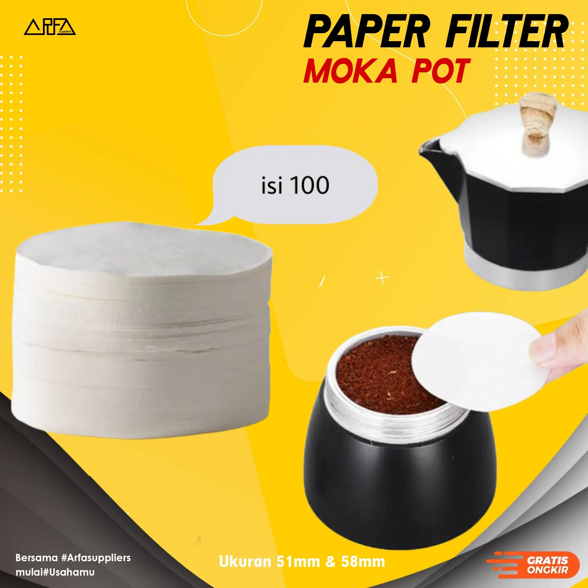 Kertas Kopi Paper Filter Mokapot 51mm 56mm 58mm