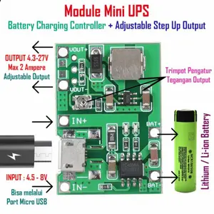 Modul Kit DIY Mini Backup UPS DC 3.7V Output 5V 9V 12V 2A 2000mAh