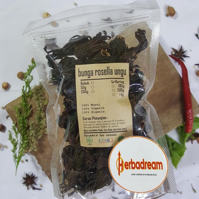 Gambar 250 GRAM ROSELA ROSELA UNGU HITAM PURPLE ROSELLE HIBISCUS SABDARIFFA dari HERBADREAM Kab. Karanganyar Tokopedia
