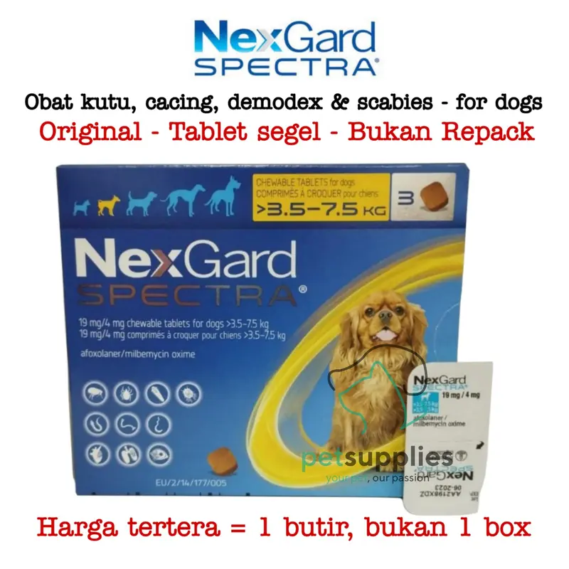 Obat Kutu Anjing NEXGARD Size S Kutu Cacing Demodex Scabies / butir 0