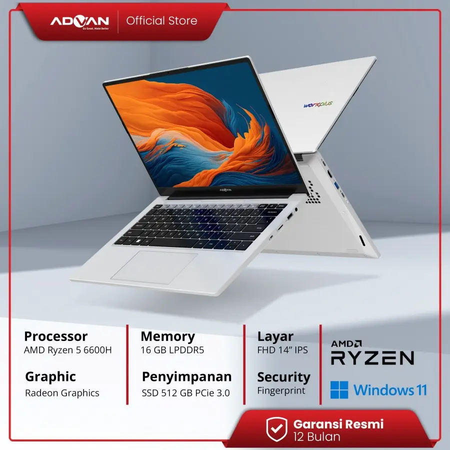 advan workplus ryzen 5 6600h 16gb/512gb/win11/grey