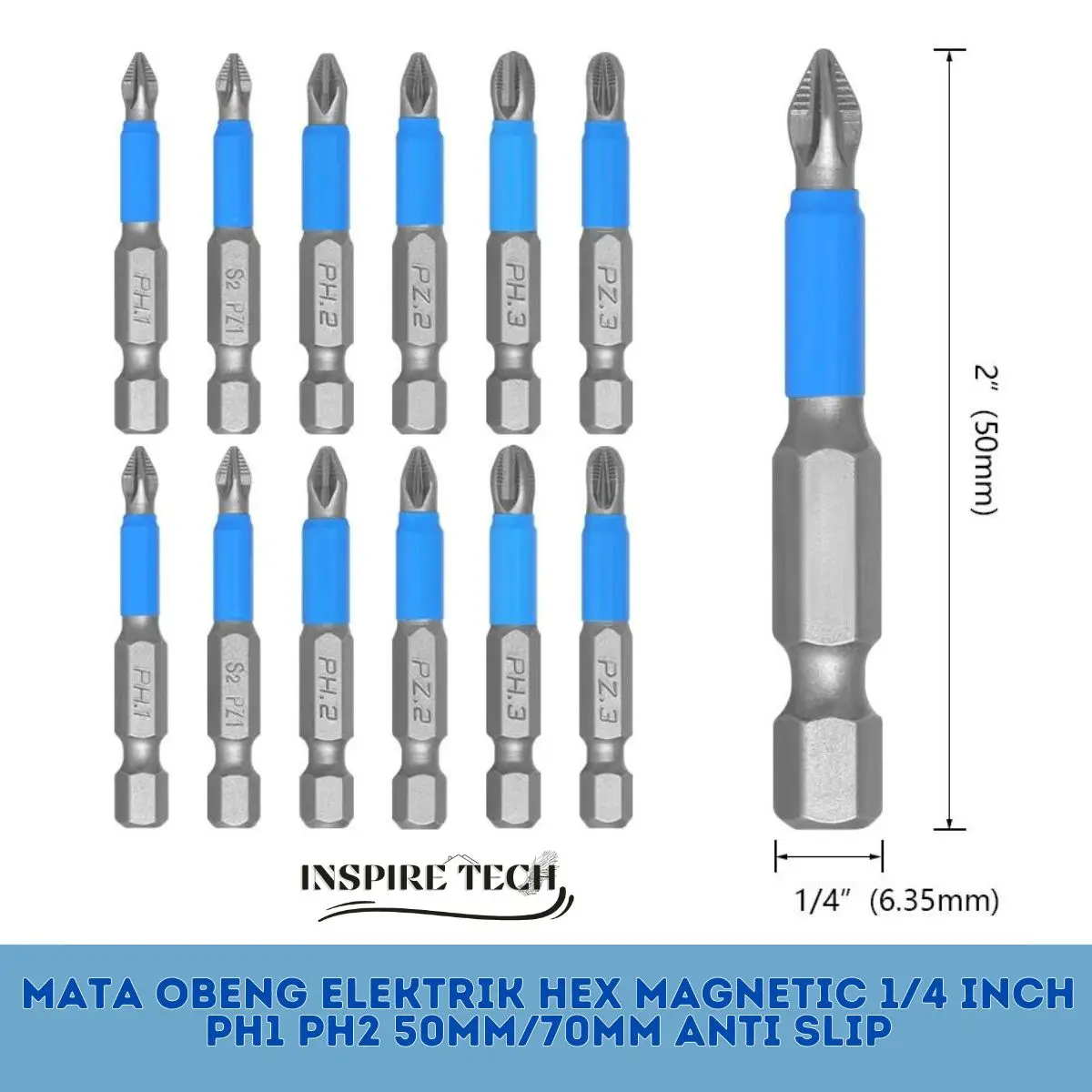 Mata Obeng Bor Listrik PH1 PH2 Magnet Non Slip 50mm 70mm