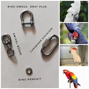 Paket Ring Omega Carabiner dan Swivel Kili2 Buat Macaw Mollucan Alba