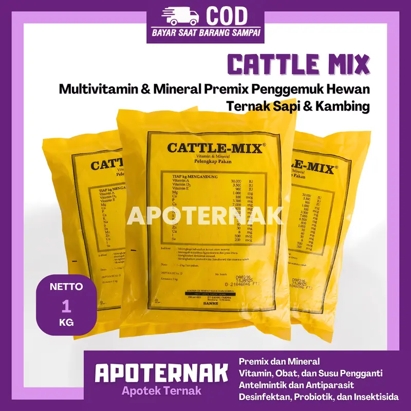 PREMIX CATTLE MIX 1 kg | Penggemuk Sapi Kambing Hewan Ternak | SANBE 0