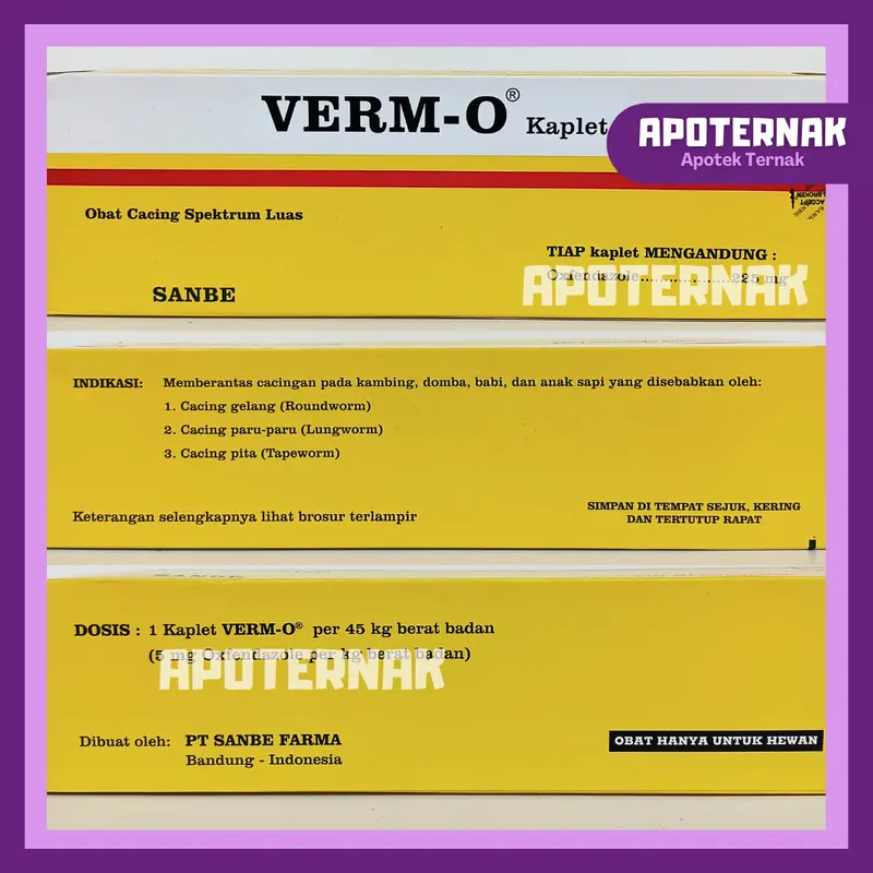 VERM O KAPLET 1 Strip Isi 10 Kaplet | Obat Cacing Hewan Ternak 1