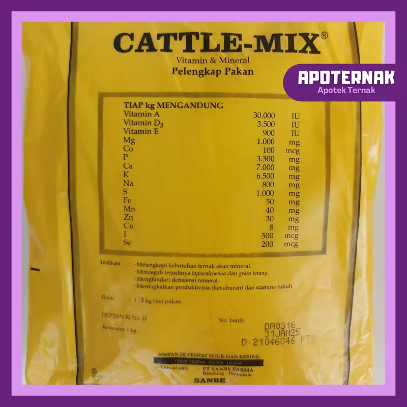 PREMIX CATTLE MIX 1 kg | Penggemuk Sapi Kambing Hewan Ternak | SANBE 2