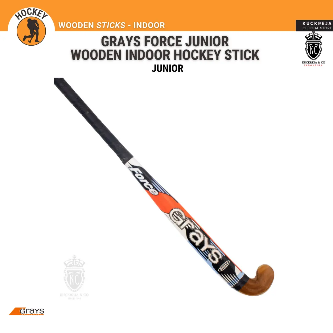 Grays Force Junior Wooden INDOOR Hockey Stick Kayu Klasik dengan dan Kepala Midi untuk Pemain Dibawah 155 cm
