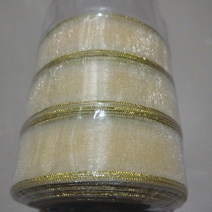 Gambar Pita Organdi List Emas size 1,5 inch atau 2,5 cm Roll dari in's ol shop Kota Administrasi Jakarta Timur 4 Tokopedia