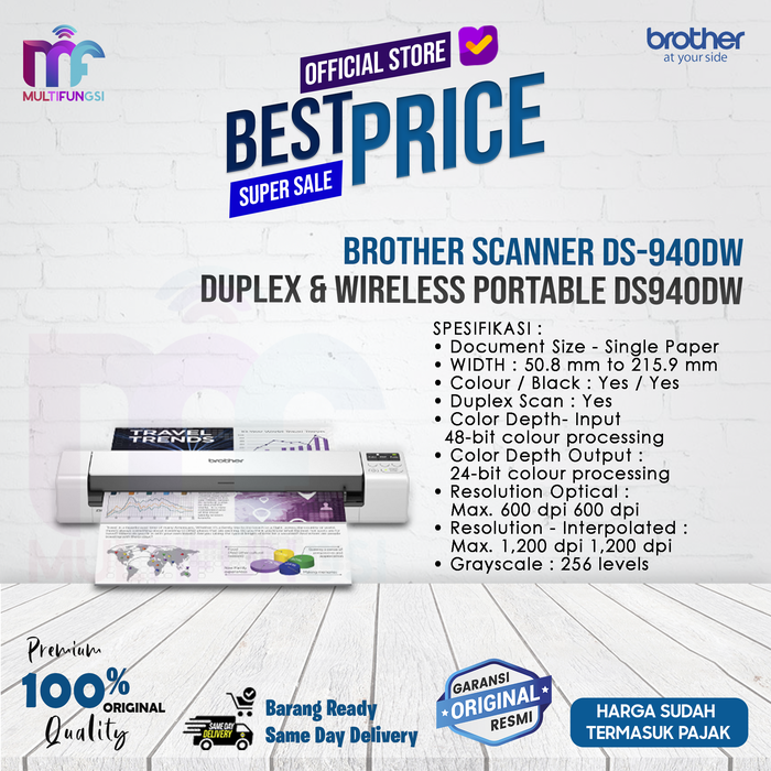 Gambar Brother Scanner DS-940DW Duplex & Wireless Portable DS940DW dari Multifungsi Online Kota Administrasi Jakarta Pusat Tokopedia