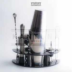 Kantuna 7 in 1 Cocktail Boston Shaker Set Bartender Tools Set - Silver