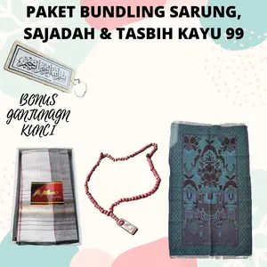 Perlengkapan Muslim Bundling Hemat Murah Sarung Sajadah Tasbih kayu 99