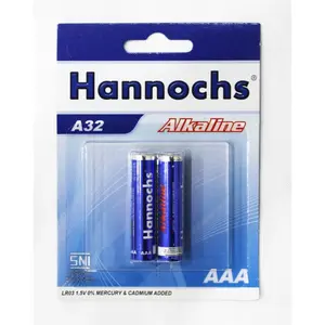 Battery Batre Baterai Batere AA A2 Hannochs Alkaline AAA A3 2pcs