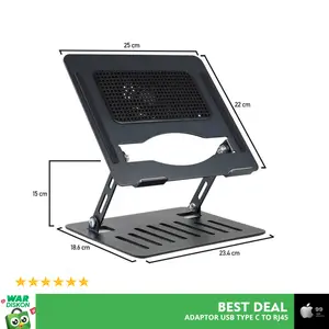 Stand Holder Aluminium Laptop MacBook iPad Kipas Pendingin Fan Cooling