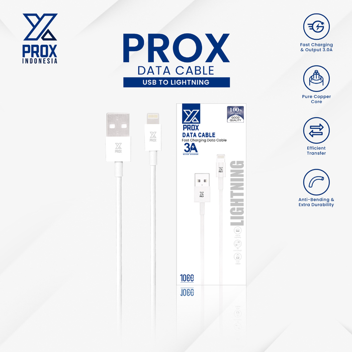 Gambar PROX Kabel Data USB to Lightning Fast Charging 3.0A 1m dari Prox Indonesia Kota Administrasi Jakarta Barat Tokopedia