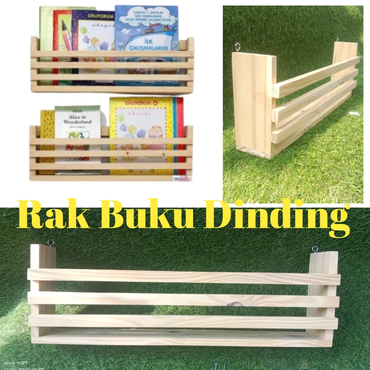 Langsung Kirim Rak Buku minimalis tempel dinding kayu pojok baca anak