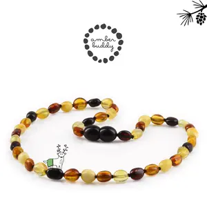 Kalung amber bayi Olive 5mm - [HARGA TERJANGKAU] -  (NO POUCH & BOX)