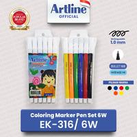 Gambar ARTLINE Spidol Mewarnai Marker SET 6 Colours EK-316/6W dari Artline Indonesia Kota Surabaya 1 Tokopedia