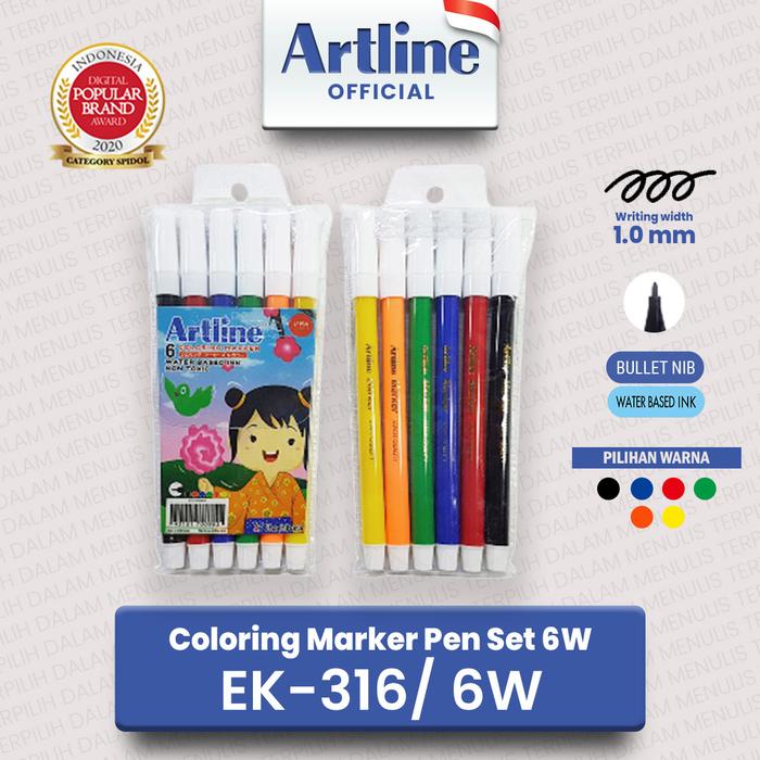 Gambar ARTLINE Spidol Mewarnai Marker SET 6 Colours EK-316/6W dari Artline Indonesia Kota Surabaya Tokopedia