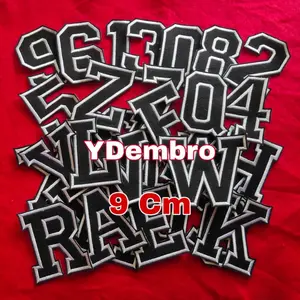 Patch Bordir Huruf Warna Hitam 9Cm