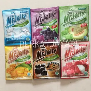Mr Jelly reguler bubuk jelly instan berbagai rasa buah, plain 15 gr