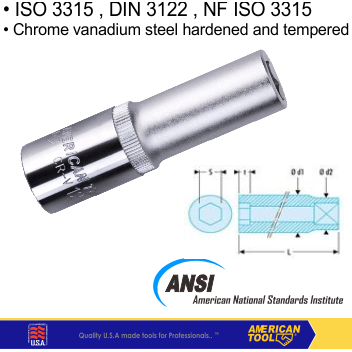 Gambar Mata Socket Panjang 1/2"DR 30mm 6PT American Tool 8957384 dari American Tool & Secure Store Kab. Tangerang Tokopedia