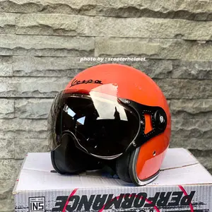 Helm Vespa Italy Bogo Orange Tramonto Limited Edition + Visor Original