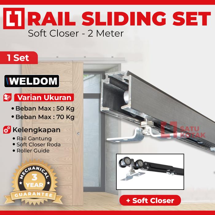 Jual WELDOM Rail Sliding Pintu Geser Gantung Kayu Aluminium Soft Close ...